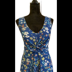 Candies Summer Dress Size  Small Navy Blue Mini Wrap Style V Neck & Back Flare